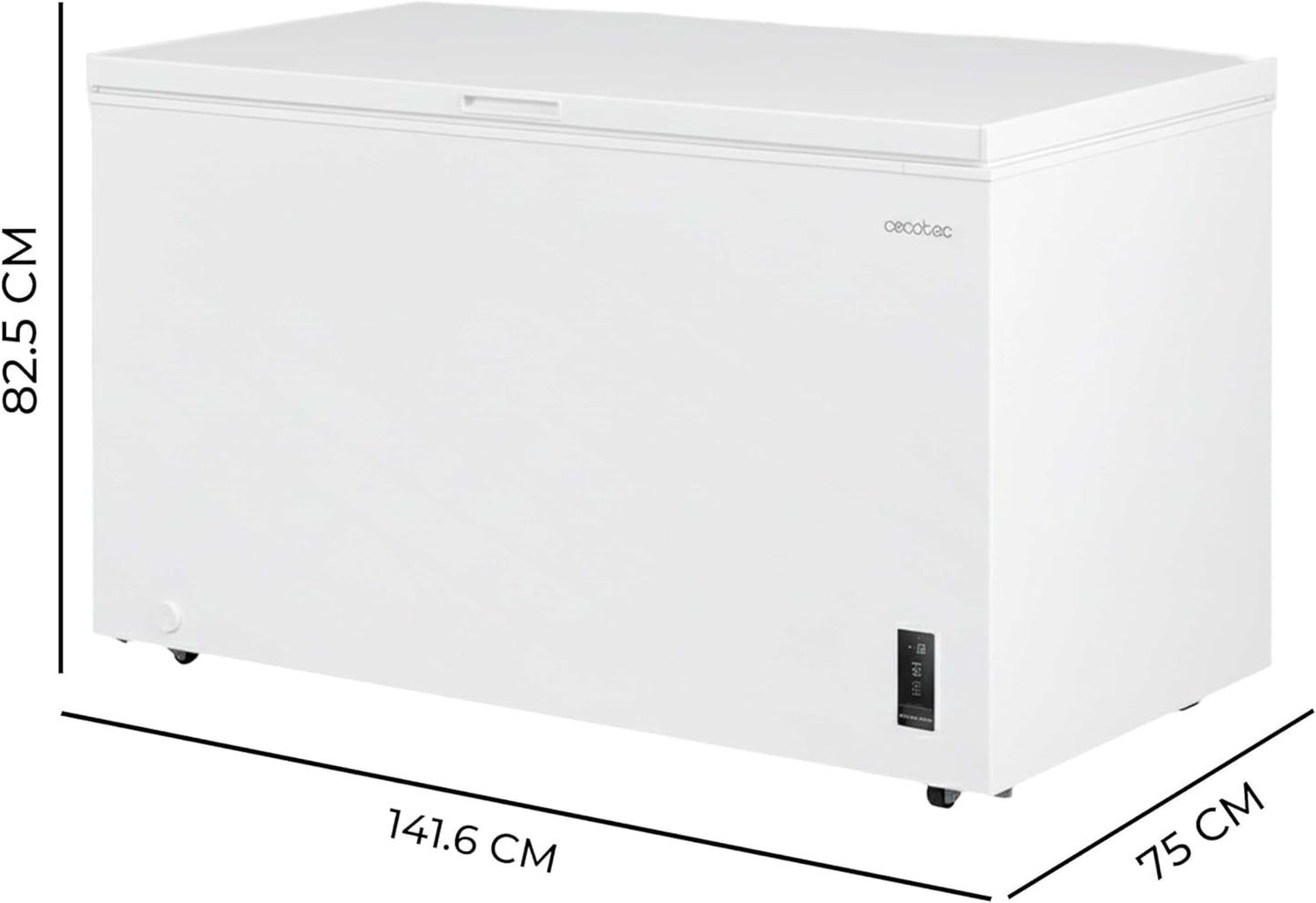 Cecotec Congelador Horizontal 418L Bolero CoolMarket Chest 418P White D. Cesta con Asas, Control Electrónico LED, Ruedas, Bajo Consumo, UltraContact D-Cool, Dual Function, Puerta ZeroG, Fast Freezing