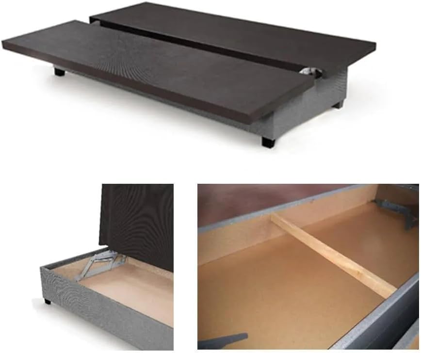 SHIITO | Sofá Cama 3 Plazas con Arcón - Modelo Trevor- Apertura Clic-Clac | 100x193x100 cm | 2 Cojines Incluidos | Color Gris Oscuro Comodidad | Comodidad con Estilo