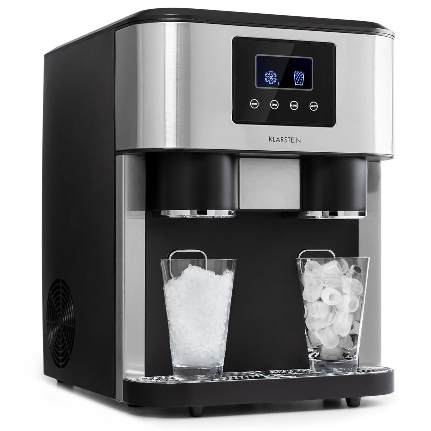 Klarstein Maquina de Hielo Doméstica, 1,8L, Gris oscuro, Ice Maker Encimera 15 kg, para Hacer Cubitos de Hielo y Picado en Casa, con Panel Táctil y Sistema Fácil Limpieza, Función Rápida