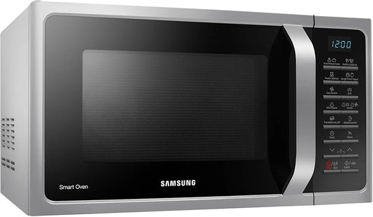 SAMSUNG MC28H5015CS Microwave (Countertop, Combination Microwave, 28 L, 900W/1500W, Buttons, Aluminium, with Stainless Steel Grill) Silver and Black