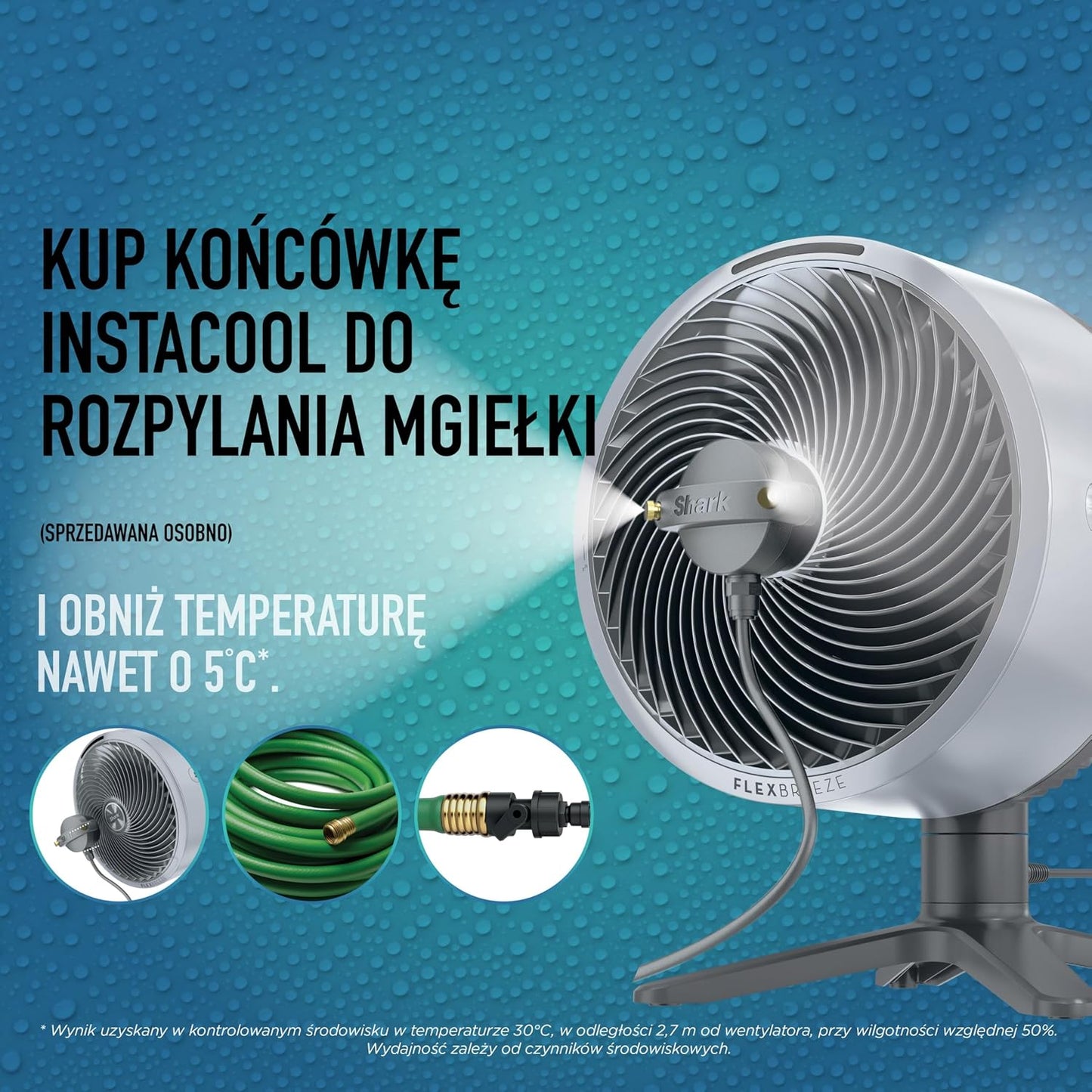 Shark FlexBreeze TableMate Wentylator bezprzewodowy wewnętrzno-zewnętrzny, do 24 godz. pracy, wydajne chłodzenie, zasięg 20 m, cichy, 5 szybkości, oscylacja, zdalne sterowanie, zimowa mgła, FA150EU