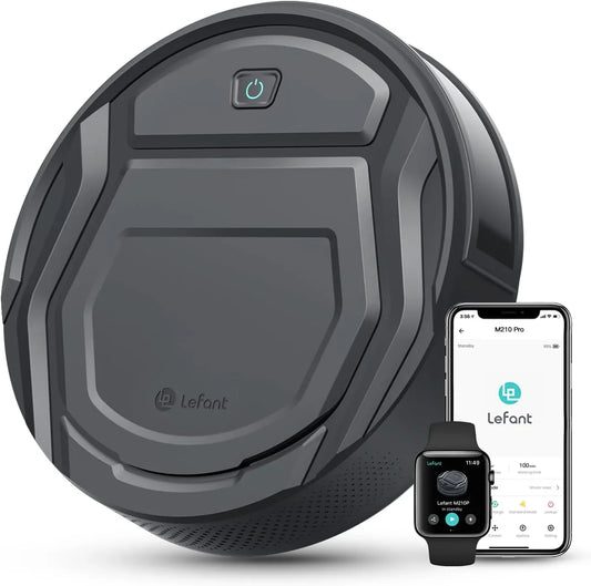 Lefant M210 Pro Robot Vacuum Cleaner, 2200 Pa Suction, 120 Min Autonomy, Tangle-Free Robot Vacuum Cleaner, Thin, Ideal for Pet Hair, Low Hair Carpets, Wi-Fi/App/Alexa, Grey