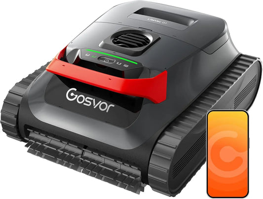 Gosvor (Nuovo 2026) Robot Pool Cleaners and Walls, Double Filtration, Intelligent Planning Routes, 5 Modes, App Control, 200 Min Autonomy, Water Line and Shallow Area, Grey Orange