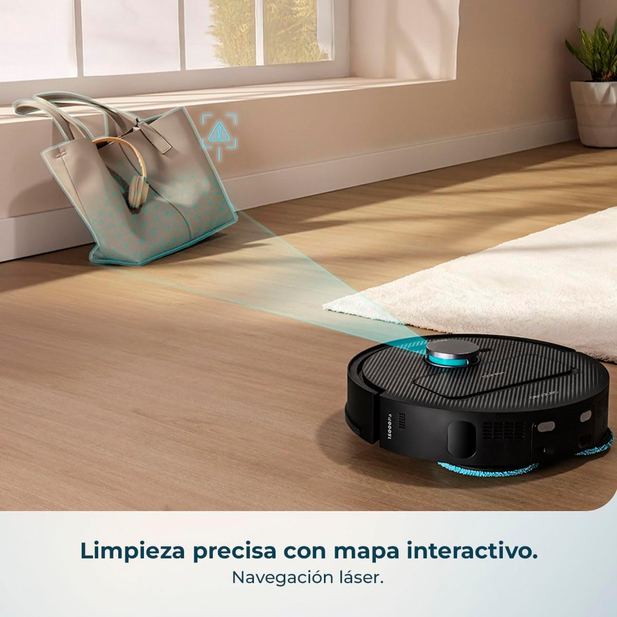 Cecotec Robot Aspirador y Friegasuelos con Base de Autovaciado y App Conga X50 X-Treme. Navegación Láser, Mapeo Interactivo, 15000Pa, Autonomía 240mins, Mopas Elevables, Base con 3 Depósitos
