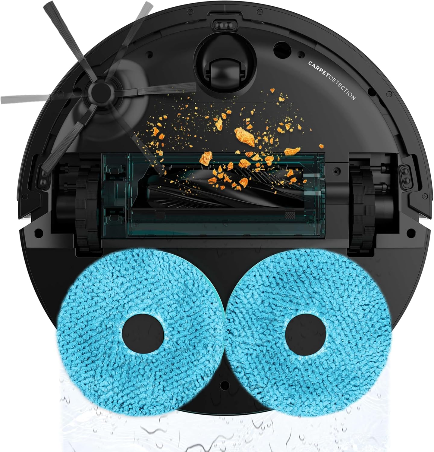 Cecotec Robot Aspirador y Friegasuelos con IA y Base Autovaciado Conga X70. Motor de Succión 15000Pa, Base 4 en 1, Tecnología Láser, Mopas Giratorias, Cepillo Lateral, App y Bluetooth