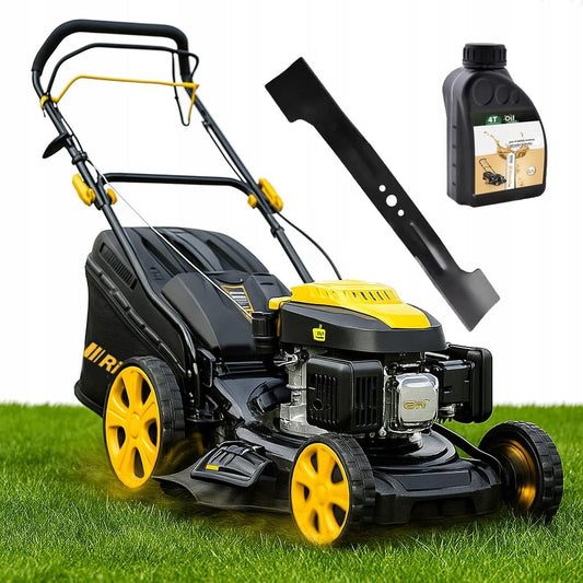 RPM 4735 Cortacésped de gasolina, 47 cm, acero negro, 9 en 1, Multimodo, 31 kg, 7 posiciones, automotriz, motor OHV 146cc