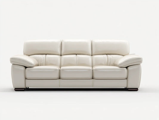 Sofás 3 plazas tapizado cuero sintético estructura madera 220x95x90 cm - Beige - Diseño moderno