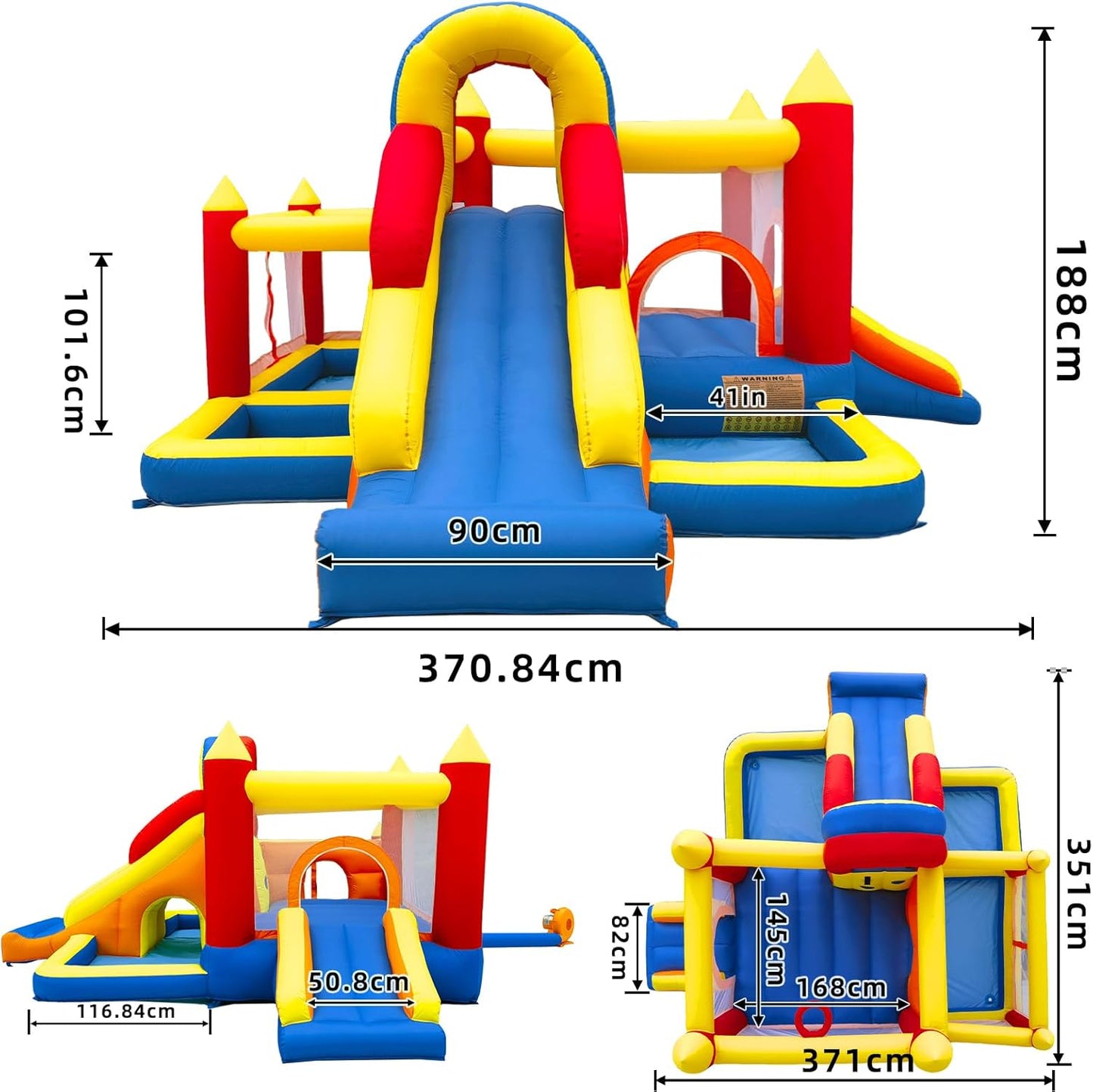 Castillo hinchable con soplador, paraíso Infantil con tobogán, para interiores, tamaño XXL, red de seguridad, certificado EN71, apto para 3-8 años