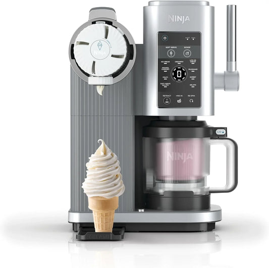 Ninja CREAMi Scoop & Swirl Ice Cream Maker and Ice Cream Yogurt Maker with 2 Tubs, 13 Functions, Makes Ice Cream, Creamy Ice Cream, Gelato, Sorbet, Smoothie and More, Bonus Option, Silver, NC701EU
