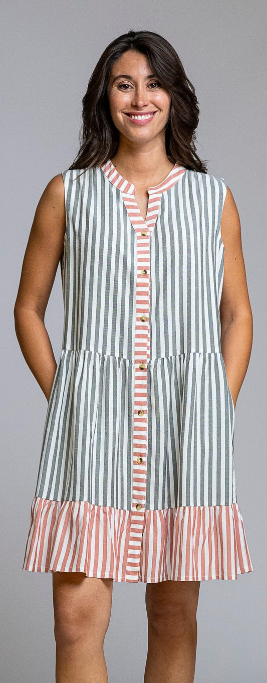 Vestido corto de rayas bicolor SEÑORETTA