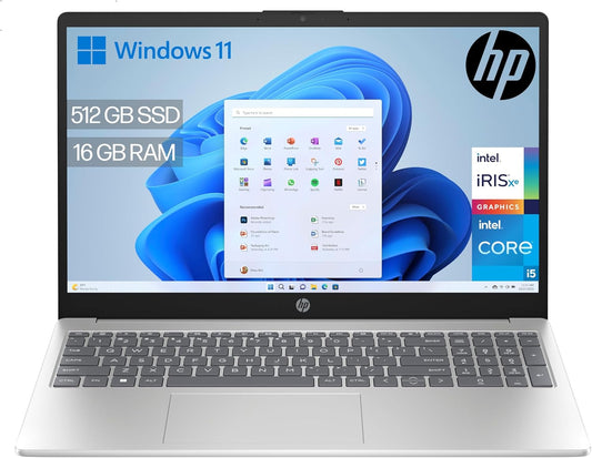 HP 15-fd0163ns- Ordenador portátil de 15.6" Full HD (Intel Core i5-1334U, 16GB RAM, 512GB SSD, Intel Iris Xe Graphics, Windows 11) Silver - Teclado QWERTY Español
