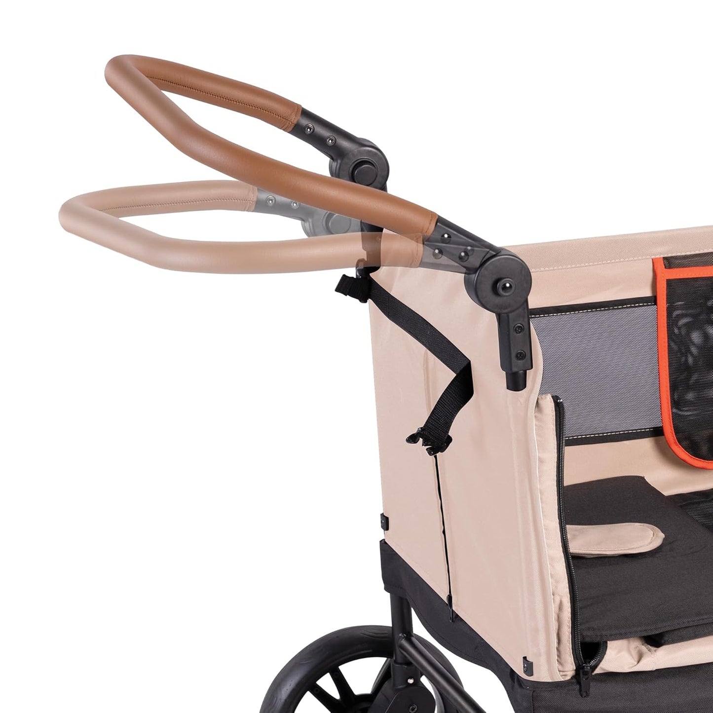 Yvolution Easy Folding and Storage Wagon with Awning - Folding Wagon for Kids, Cargo and Garden, Side Opening Cart for 2 Kids, Adjustable Push and Pull Handle, Front Door with