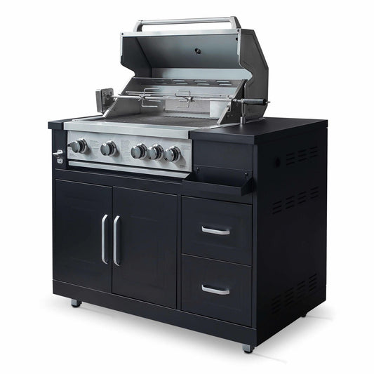 Mueble De Barbacoa A Gas Con 4 Quemadores Y Asador  Oviala