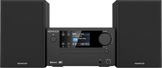 Microcadena HiFi Kenwood M-725DAB-B con CD, USB, Dab+ y Bluetooth Audio-Streaming. Color: Negro - Mini Equipo de Musica para casa