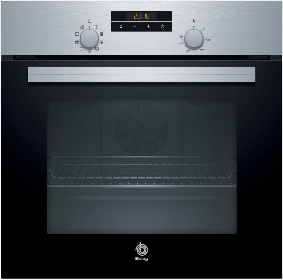 Balay Horno Multifunción, 60 cm de ancho, Control Comfort, Precalentamiento Rápido, 7 funciones, Negro/Acero inoxidable, 3HB2030X0