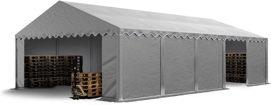 TOOLPORT Carpa almacén 5x10 m PVC 750 N Impermeable Gris Carpa de Almacenamiento con Base Reforzada
