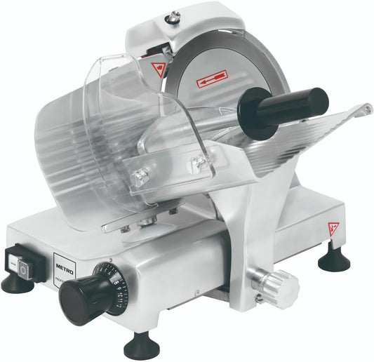METRO PROFESSIONAL Cortafiambres GFS3019, Cuchilla 19,5 cm, Grosor 0-12 mm, 120 W, Aluminio Anodizado, Plata