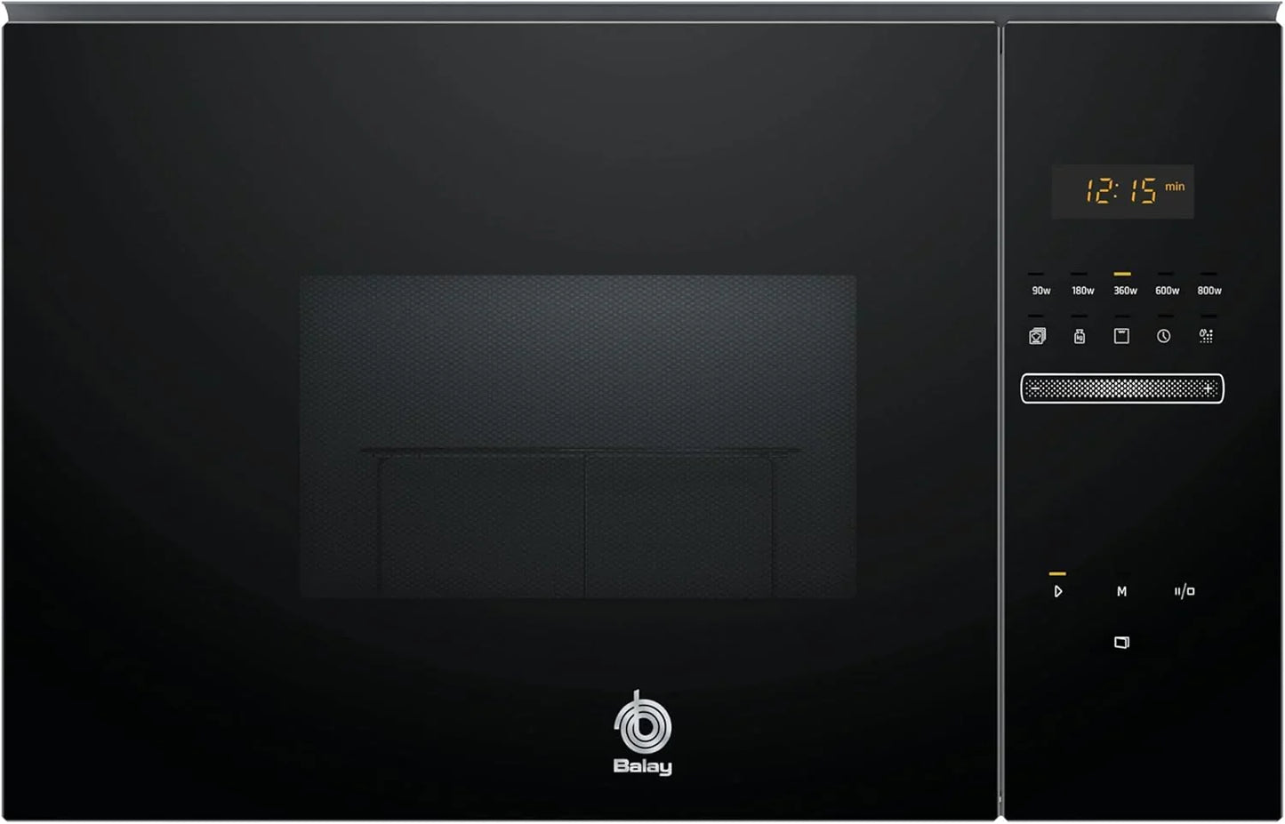 Balay 3CG5172N2 - Microwave, Electronic, Frameless Built-in, 38 cm, 20 l, 5 F, Aqualisis, Left Side Ap, 8 Recipes, Turntable 10", With Grill, Black Glass