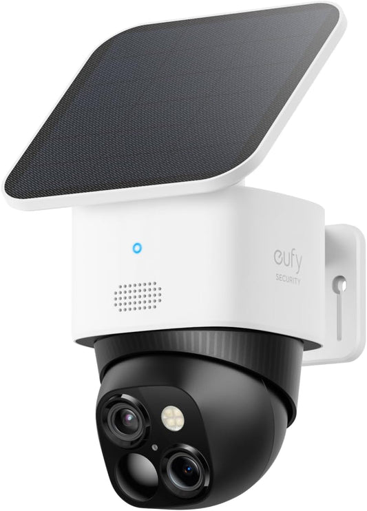 eufy Security SoloCam S340 Podwójne kamery Solarna kamera bezpieczeństwa Zewnętrzna bezprzewodowa, domowa kamera bezpieczeństwa 3K, nadzór 360°, Wi-Fi 2,4 GHz, brak opłaty miesięcznej