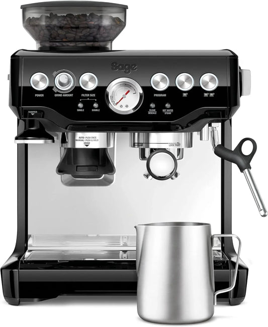 Sage - The Barista Express - Professional Coffee Maker with Manual Milk Frother and Integrated Grinder - Customizable Microfoam - Stainless Steel, Temperature Control Pitcher