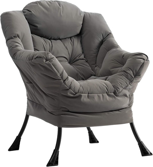 HollyHOME Poltrona, Relax Poltrona con Braccioli e Divano Pocket, Tessuto in Velluto, Leisure Sofa con Tessuto Moderno e Struttura in Acciaio, Blu Scuro