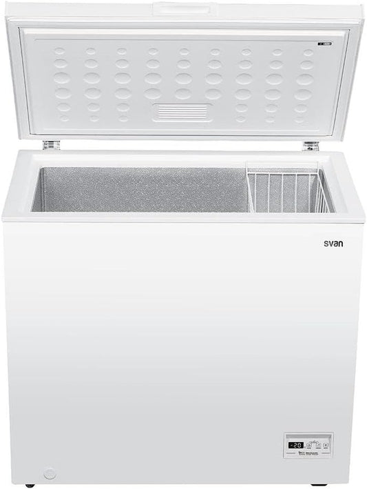 Svan Congelador horizontal Blanco SCH2002EDC. Capacidad 198 Litros, 1 Cesta, Bajo nivel Sonoro, Eficiencia Energética Clase E