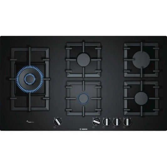 Placa de Gas Bosch PPS9A6B90 Serie 6 – 90 cm de Vidrio Templado Negro