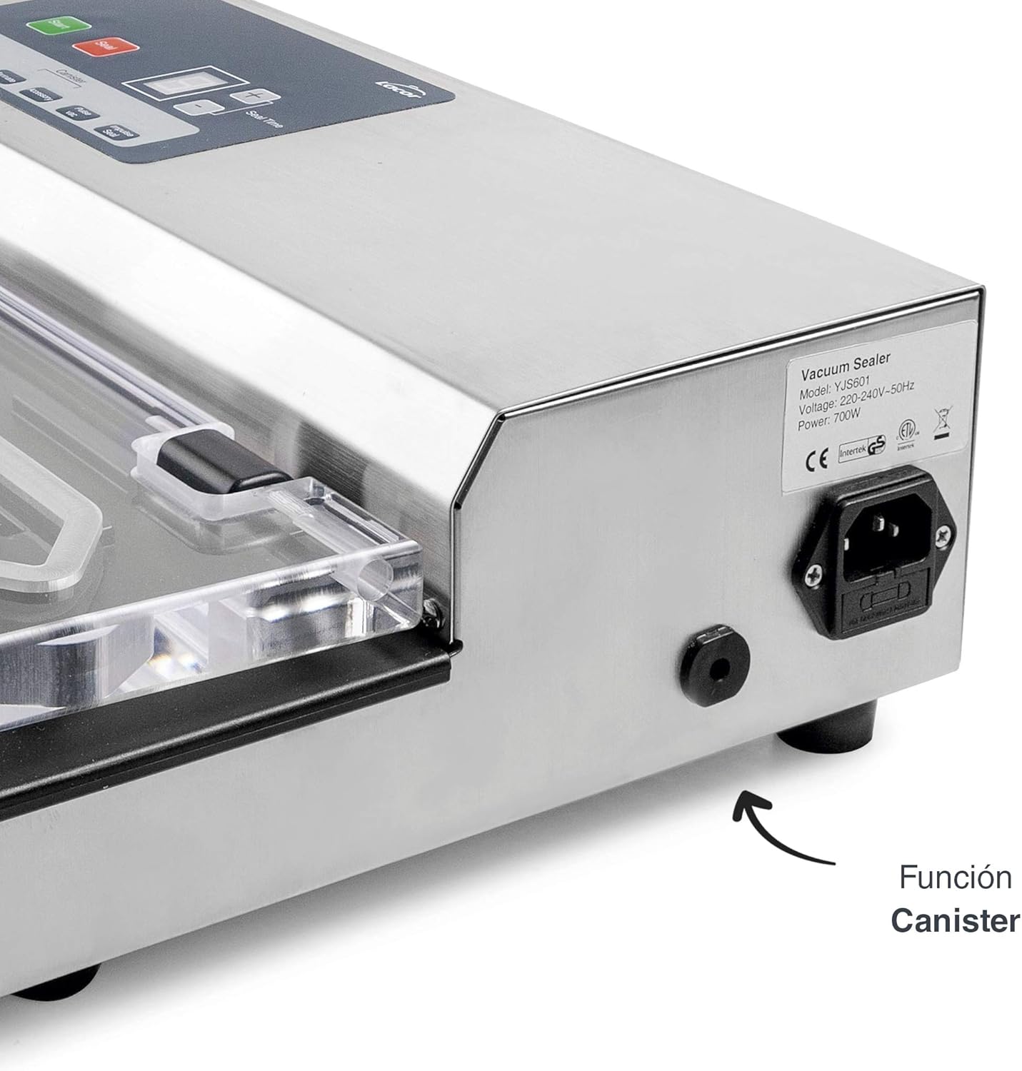 Lacor - 69540 - Envasadora al vacio, Máquina de vacio, Selladora de Alimentos, Acero inoxidable, Libre BPA, Sellado Hermético, 650W, 40cm, Inox