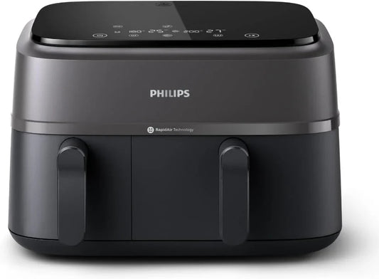 Philips Airfryer 5000 Series Dual Steam Basket - 9L, RapidAir Plus Technology, 19 Functions in 1, 90% Less Fat, Air Steam, 2 Baskets, 2 Sizes, Steam Cooker, Accessories (NA550/00)