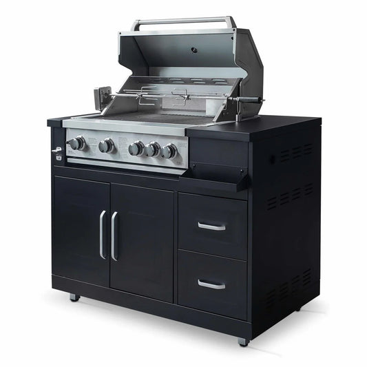 Mueble De Barbacoa A Gas Con 4 Quemadores Y Asador  Oviala
