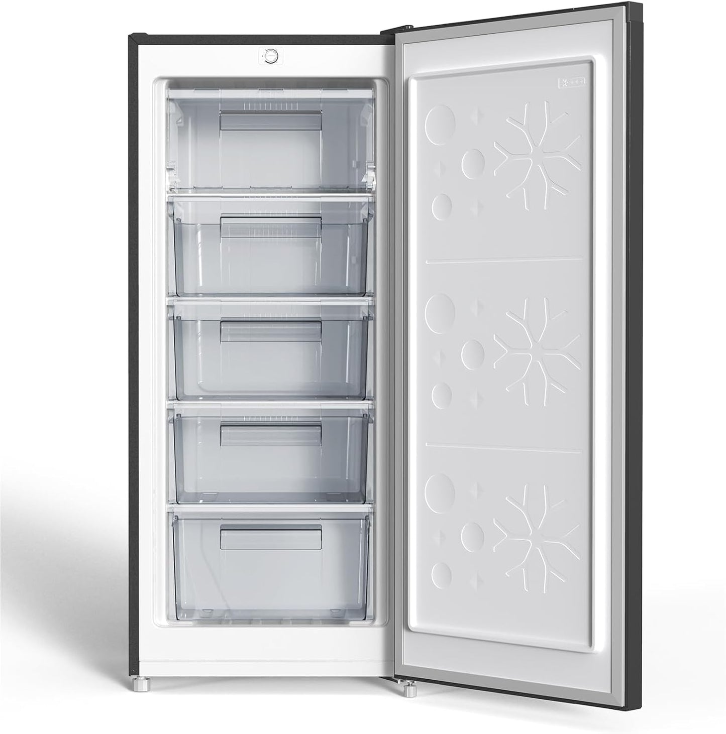 Congelador vertical independiente CHiQ, 145L de capacidad, congelación rápida, termostato ajustable, silencioso, puerta reversible, negro, clasificación energética E