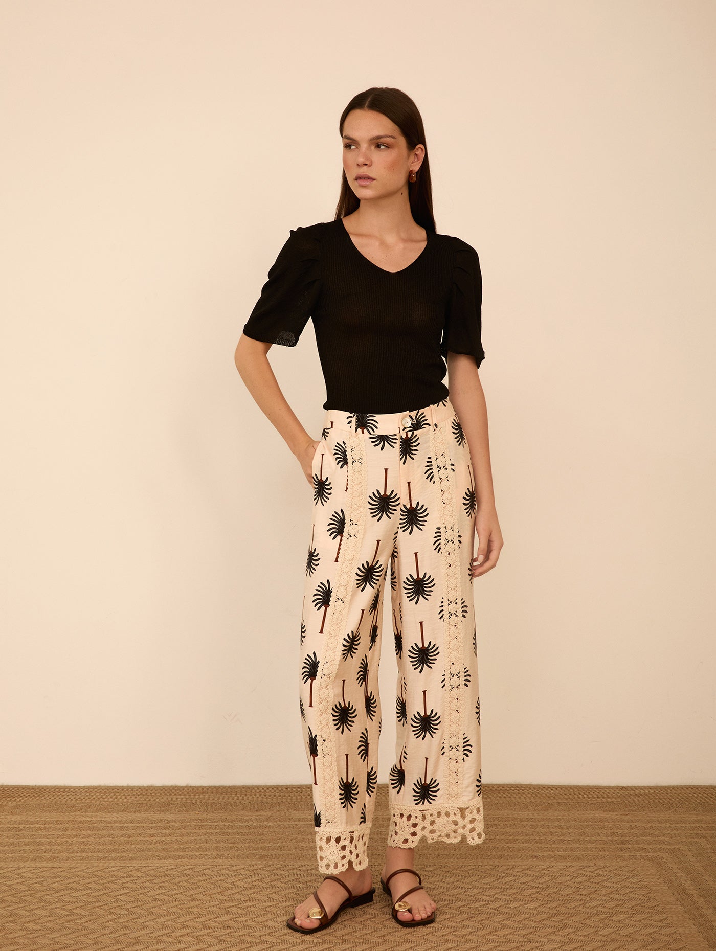Pantalón Cropped Palmeras MEISIE