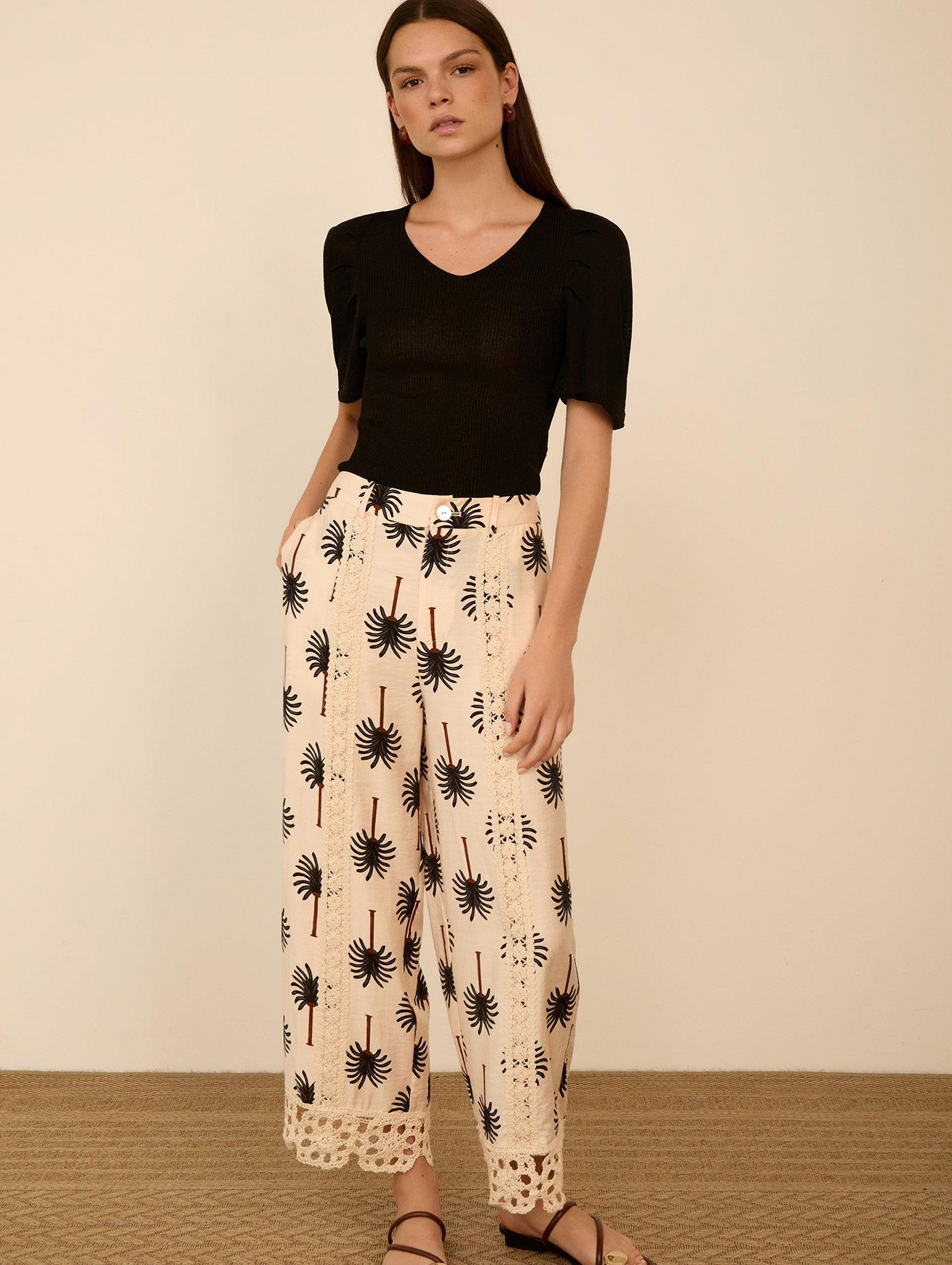 Pantalón Cropped Palmeras MEISIE