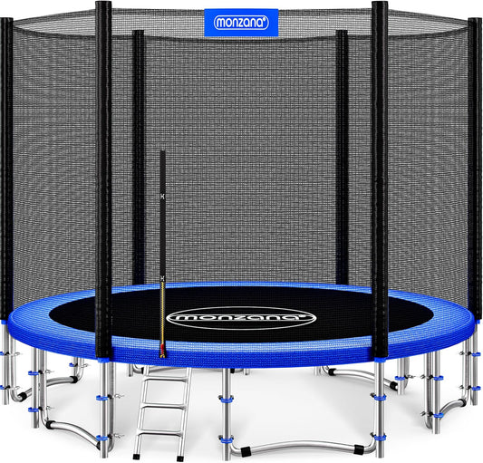 MONZANA® Trampolin Ø 183/244/305/366/427 cm Trampoline Garden Safety Net TÜV Süd GS Edge Protectors Ladder Set Complete