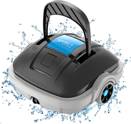 Robot Limpiafondos Piscina Electrico sin Cable para Aspirador Piscinas de hasta 80m², 100 Mins Doble Filtración y Estacionamiento Automático, Robot Limpiafondos Piscina con Motores de Doble Tracción
