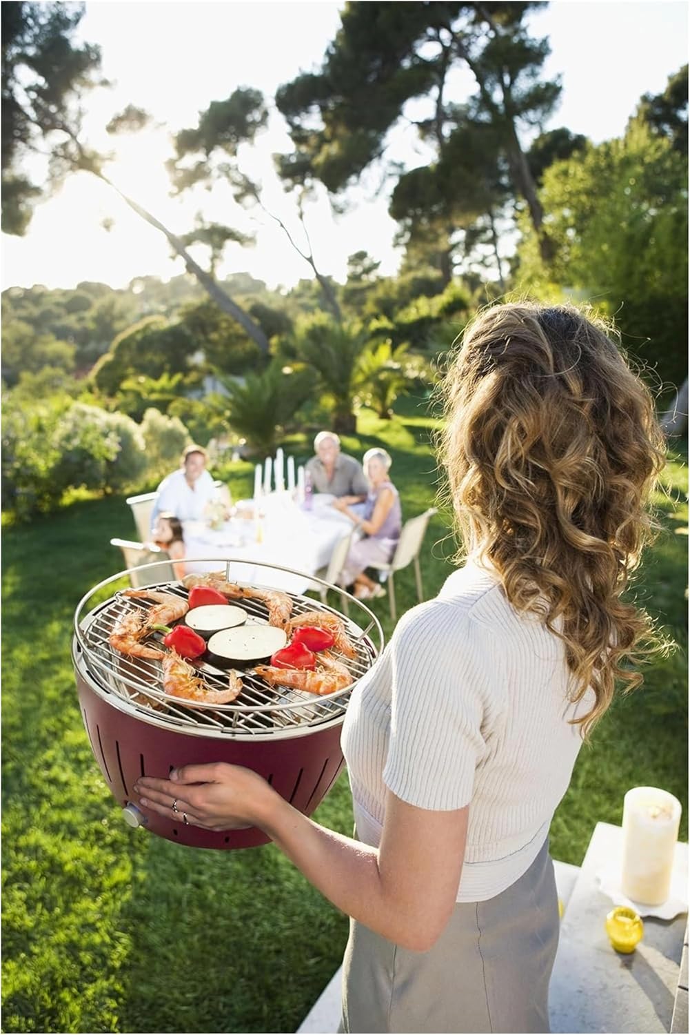 LotusGrill G-RO-34 - Barbacoa de carbón sin humo 35 x 26 x 23.4, color rojo