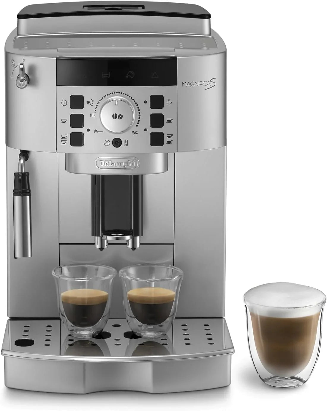 De'Longhi Perfetto Magnifica S Ecam 22.110.SB Superautomatic Coffee Maker, 15 Bar Pressure, 13 Adjustable Programs, Automatic Cleaning, Cappuccino System, 1.8 L, Silver