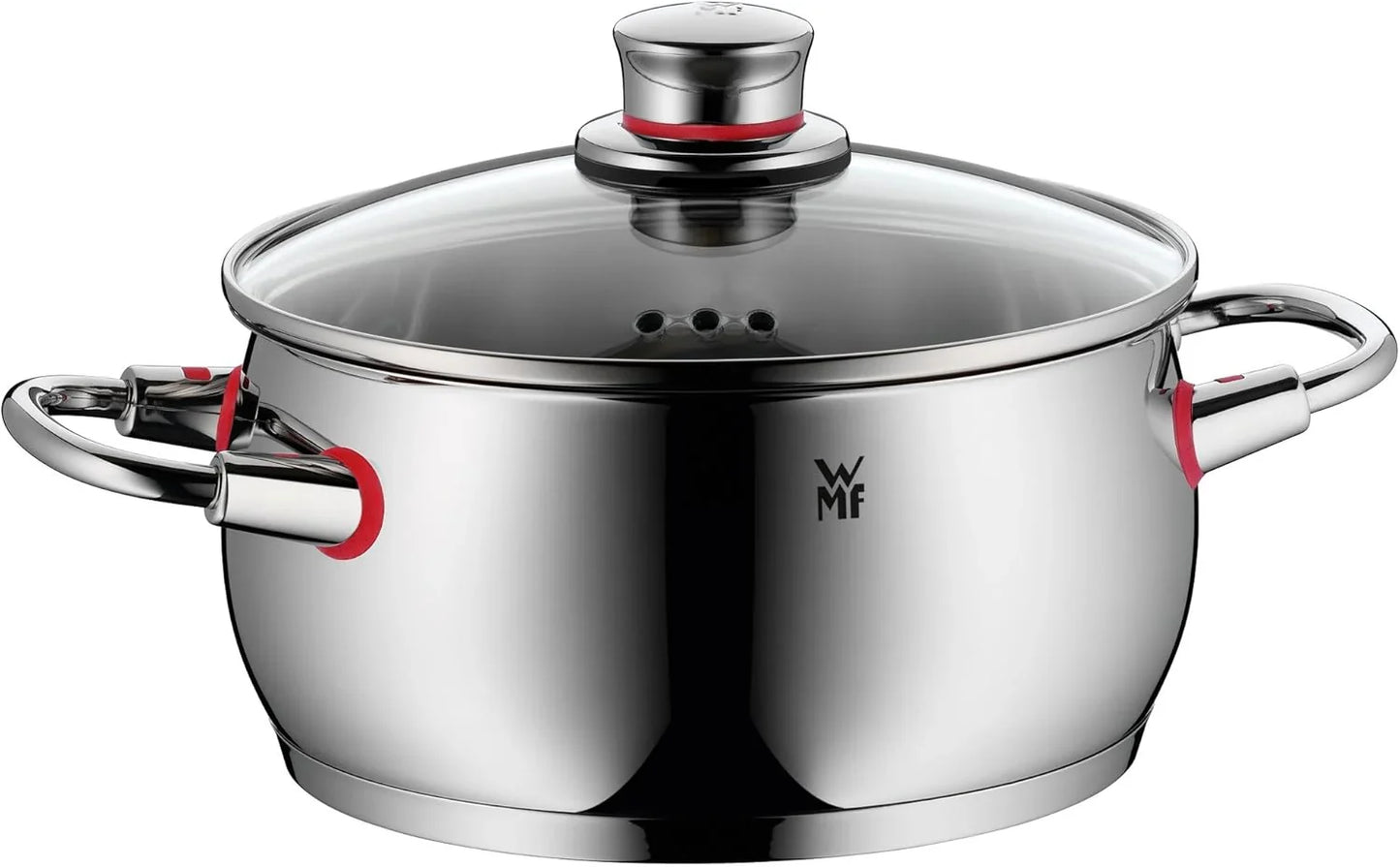WMF Quaity One 9-Piece Cookware Set, Stainless Steel Suitable for Induction, 1 Low Saucepan 20 cm, 3 Saucepans 16 cm, 20 cm and 24 cm, 1 Saucepan 16 cm with 4 Glass Lids