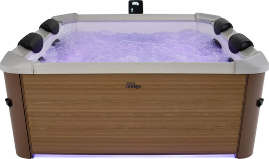 MSPA Whirlpool Oslo Amber – 160 x 160 x 65 cm – Whirlpool Hinchable para 6 Personas con 120 chorros de Masaje, 8 boquillas de hidromasaje, calefacción PTC, luz LED, desinfección de ozono y Cubierta
