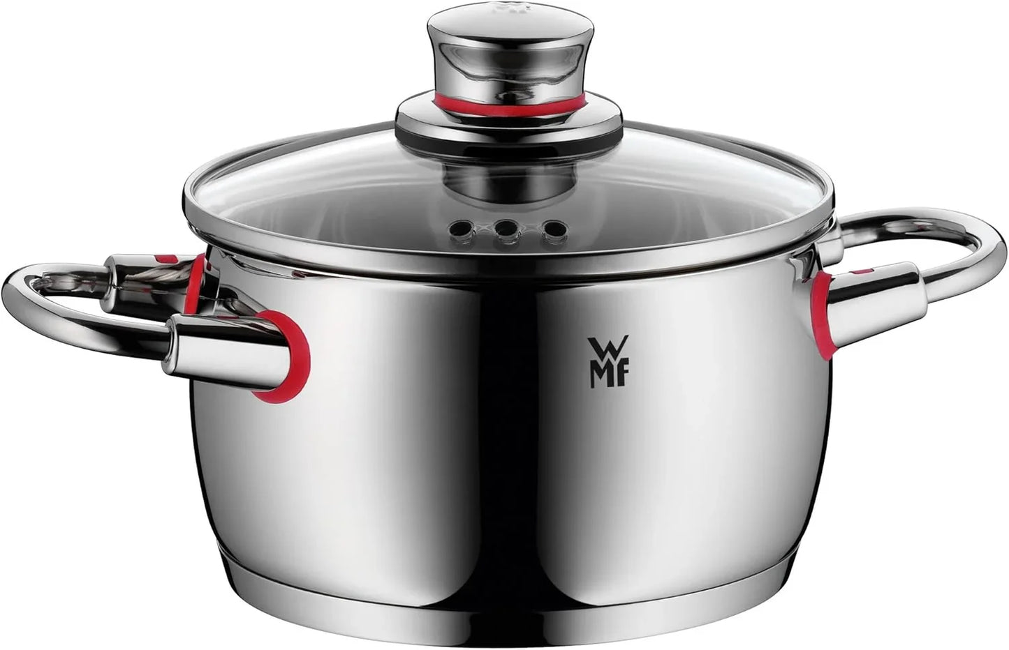 WMF Quaity One 9-Piece Cookware Set, Stainless Steel Suitable for Induction, 1 Low Saucepan 20 cm, 3 Saucepans 16 cm, 20 cm and 24 cm, 1 Saucepan 16 cm with 4 Glass Lids