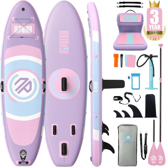 Niphean Tabla Paddle Surf Hinchable, Tabla de Paddle Surf 305 cm con Aletas de Equilibrio para Principiantes y Accesorios Resistentes, Sup Board para Adultos, Stand up Paddle Board Versátil para Yoga