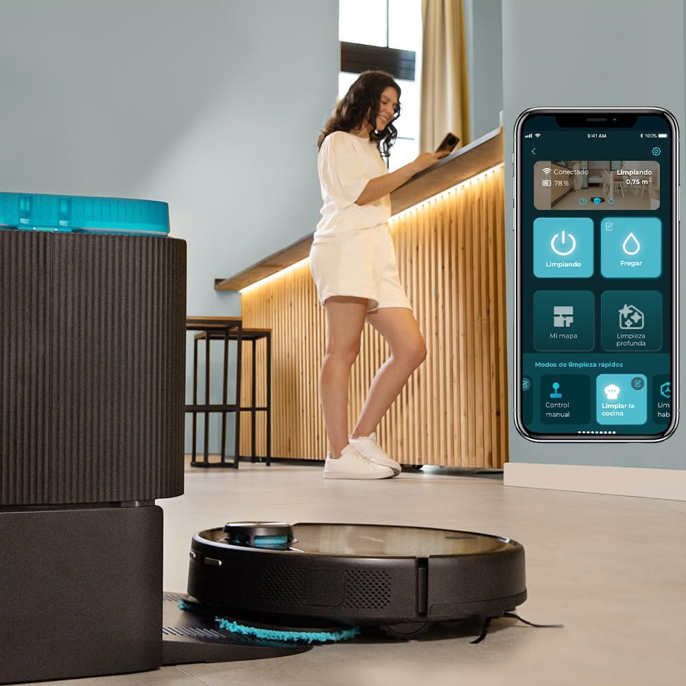 Cecotec Conga 11090 Spin Revolution Home&Wash Robot Aspirador + Estación de Vaciado Automático