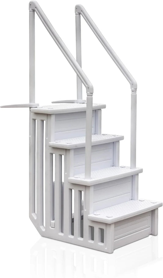 Gre EPE30 – Non-Slip Pool Ladder, Safety Ladder for 4 Steps, Synthetic, White, 80 x 92 x 206 cm