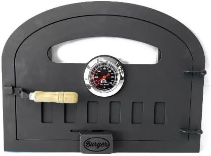 Puerta de horno de leña con vidrio (mediano), negro, chapa de acero - Sor pampa grill cod 23 (grande)