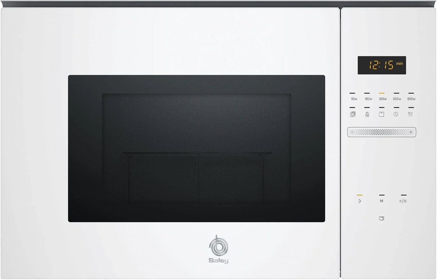 Balay 3CG5172N2 - Microwave, Electronic, Frameless Built-in, 38 cm, 20 l, 5 F, Aqualisis, Left Side Ap, 8 Recipes, Turntable 10", With Grill, Black Glass