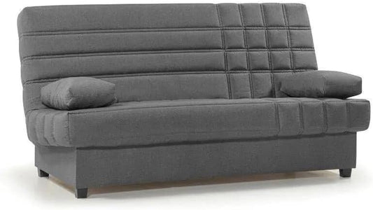 SHIITO | Sofá Cama 3 Plazas con Arcón - Modelo Trevor- Apertura Clic-Clac | 100x193x100 cm | 2 Cojines Incluidos | Color Gris Oscuro Comodidad | Comodidad con Estilo
