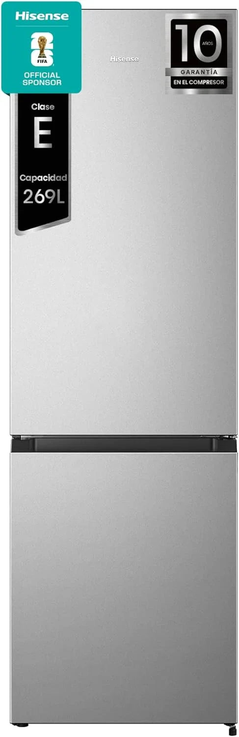Hisense RB343D4CWE – Combi Fridges, 269L, Class E, W 55 cm x H 180 cm, Opening Doors 90º, Reversible Door, Fruit and Vegetable Drawer, LED Lighting, Large Capacity Balcony, White