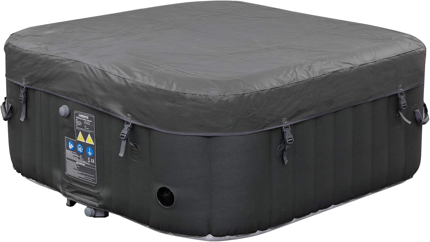 Arebos SPA Hinchable Piscina de hidromasaje | Hinchable | Cuadrada | para Interior y Exterior | 154x154cm | 4 Personas | 130 chorros de Masaje | 600 L