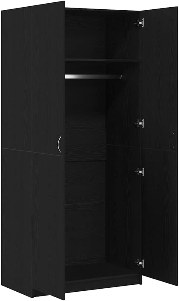 vidaXL Armario Roble Negro 90 x 52 x 200 cm Madera contrachapada, Almacenaje Moderno para Sala, Armario Rectangular, Organizador eficiente, solución Chic y ahorradora de Espacio