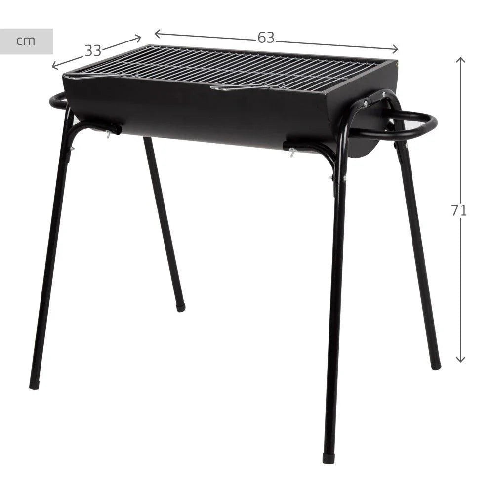 Barbacoa Portátil De Acero 91x33x71 Cm - Aktive. Negro